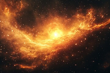 Obraz premium Fiery Nebula Swirling Cosmic Dust and Stars