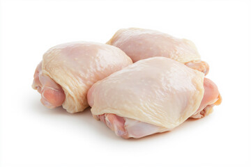 Three pieces of chicken are displayed on a white background