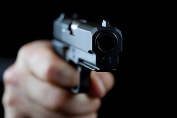 Close-Up Of Hands Holding Gun