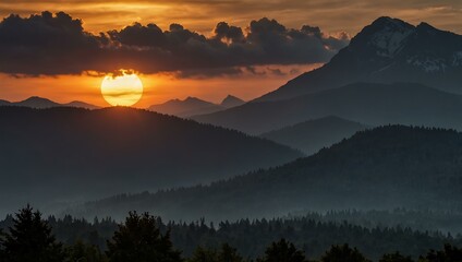 Obraz premium Mountain sunset.