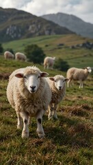 Obraz premium Moutons (sheep) in a peaceful setting.