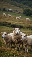 Obraz premium Moutons (sheep) in a peaceful setting.