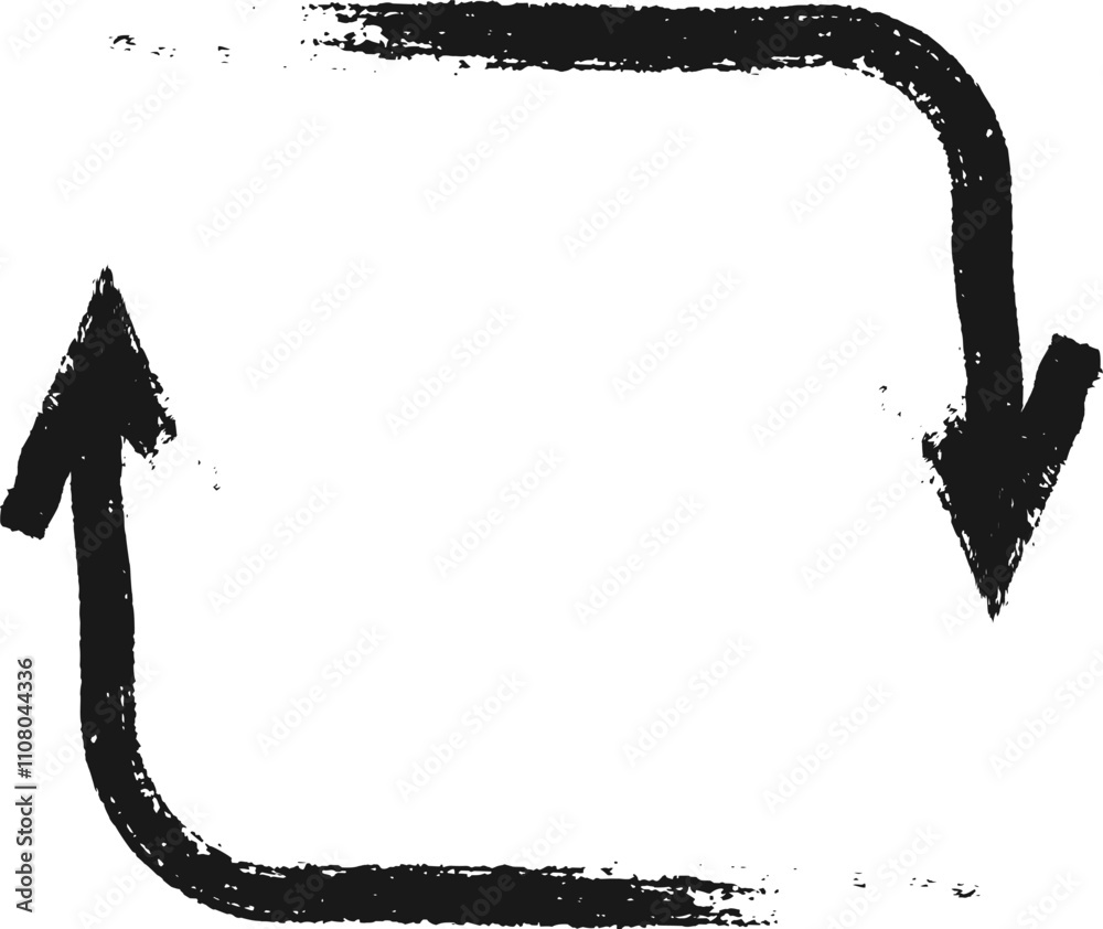 Poster opposing arrows form a rectangle. symbolizing an ongoing process. highlighting continuity and circul