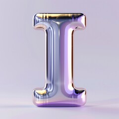 Letter I from Round Font Purple Chrome Alphabet