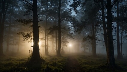 Mysterious fog with bright light.
