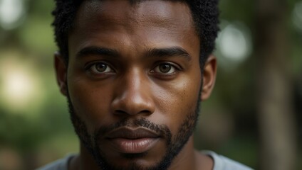 Obraz premium Natural portrait of a 27-year-old Black American man.