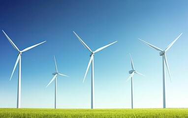 Fototapeta premium Innovative mitigation strategies illustrated through wind turbines generating clean energy in a vibrant countryside.