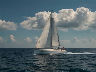 Obraz premium Nature yacht sailing on the sea.