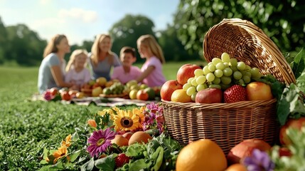 Family picnic delight sunny park outdoor gathering green environment joyful viewpoint happiness and togetherness