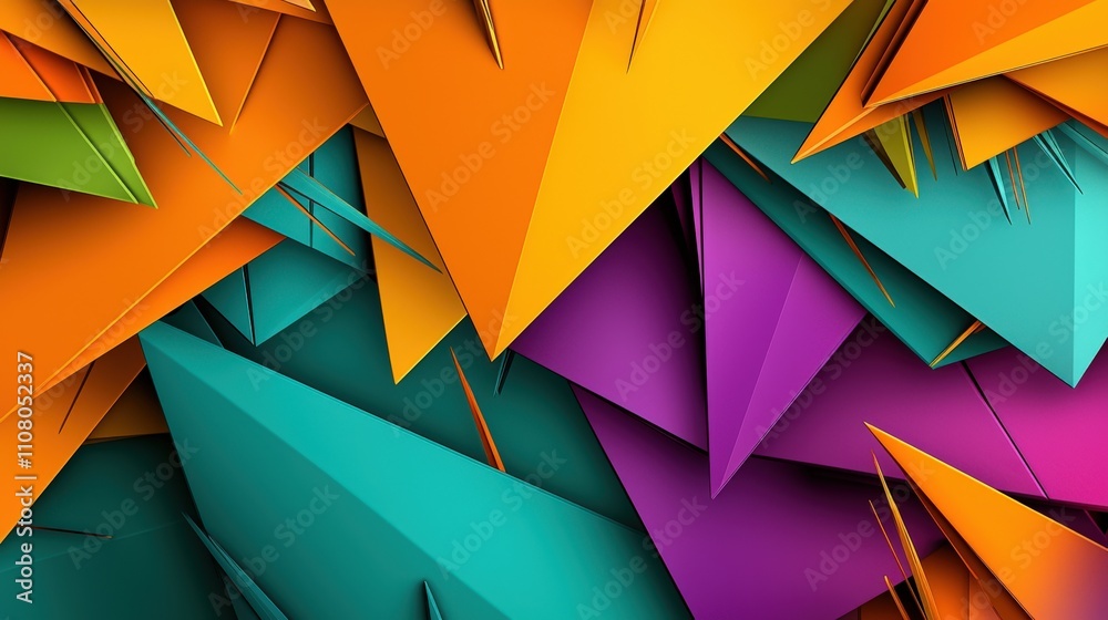 Fototapete Dynamic geometric abstract art display modern digital design colorful composition creative space vibrant visual concept