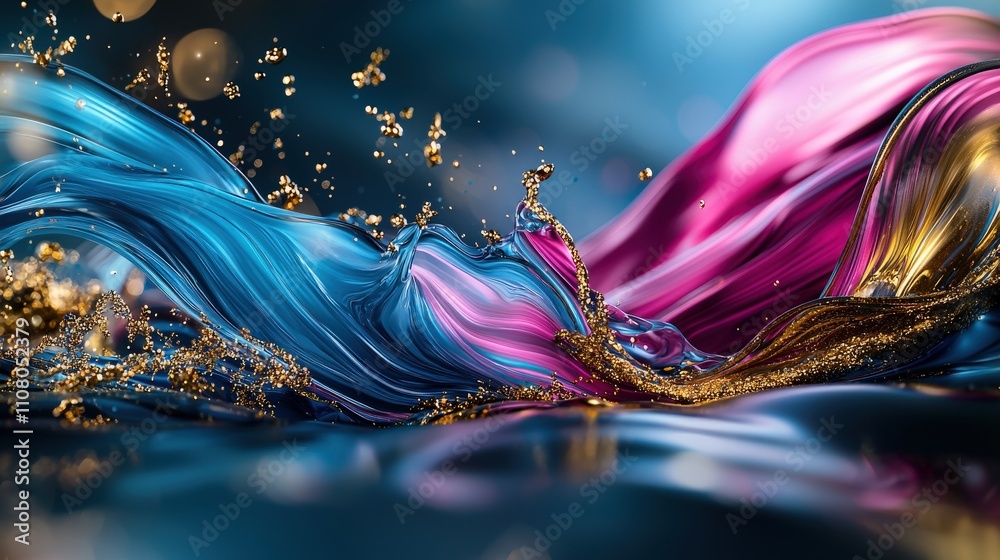 Leinwandbilder dynamic liquid art display modern gallery abstract composition vibrant colors close-up view visual e