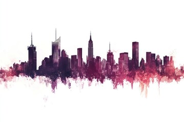 Fototapeta premium Artistic Watercolor Skyline of New York City