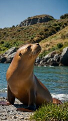 Fototapeta premium New Zealand sea lions mating near Dunedin.