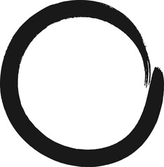 Hand drawn black circle painted with a brush represents a symbol of zen, perfection, and eternity, creating a powerful visual statement on a clean white background