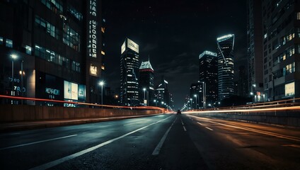 Naklejka premium Night cityscape with roads and pavements for car ads.