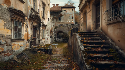 Fototapeta premium The abandoned Grad Bokalce castle near Ljubljana, Slovenia, captured in a travel Europe aesthetic photo
