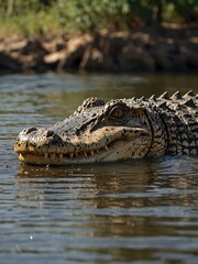 Naklejka premium Nile crocodile in its habitat.