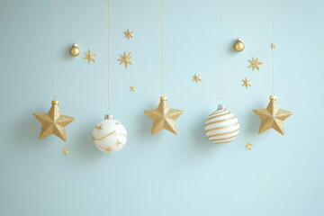 Fototapeta premium Festive Christmas Decorations with Ornaments, Twinkling Lights, and Seasonal Cheer for a Classic Holiday Atmosphere