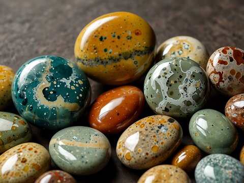 Ocean jasper stones from Indonesia and Madagascar.