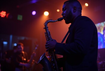 The saxophonist in the club plays