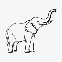 Obraz premium Elephant Silhouette White background illustration Generative Ai