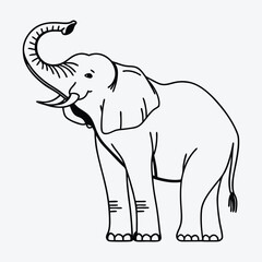 Fototapeta premium Elephant Silhouette White background illustration Generative Ai