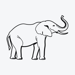 Fototapeta premium Elephant Silhouette White background illustration Generative Ai