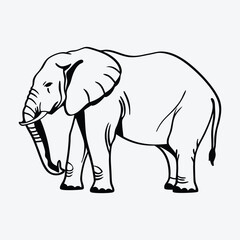 Obraz premium Elephant Silhouette White background illustration Generative Ai