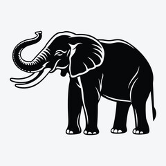 Fototapeta premium Elephant Silhouette White background illustration Generative Ai