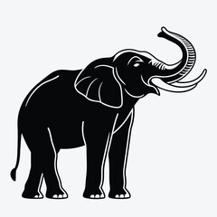 Obraz premium Elephant Silhouette White background illustration Generative Ai