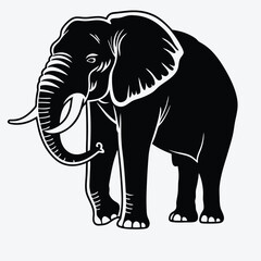 Fototapeta premium Elephant Silhouette White background illustration Generative Ai