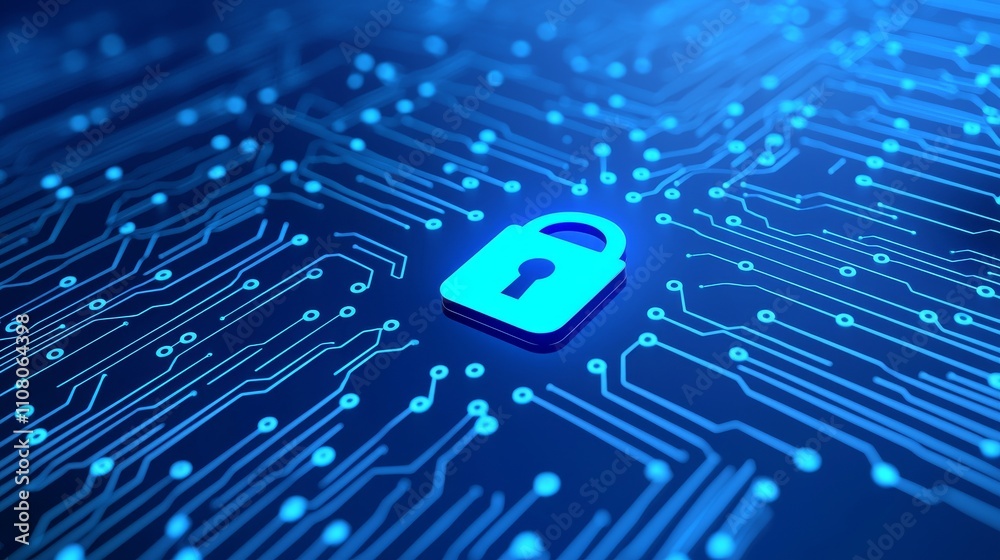 Aufkleber Cyber security lock icon for digital data network protection. High-speed connection and data analysis. Technology data network conveying connectivity background concept.