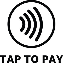 Tap to pay sign, NFC payment icon, Contactless payment, wireless pay icon, NFC technology, card Payment icon, smartphone payment