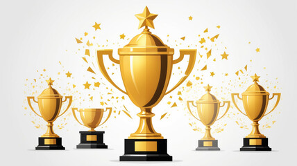 winner golden trophy cup on white background