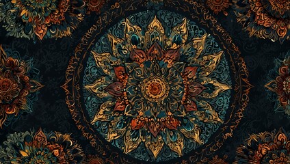 Naklejka premium Ornamental mandala seamless texture, abstract design.