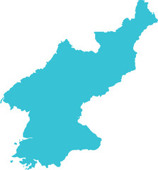 North Korea MAP in Blue, Country Border, North Korea Map, Border line of North Korea, Geographic Map