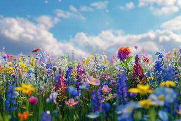 Obraz premium beautiful colorful meadow of wild flowers