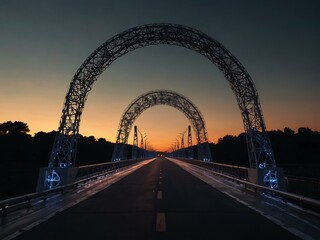 Obraz premium Outline of a bridge transforming into a fantastical object.