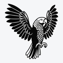 Fototapeta premium African Grey Parrot line art White background illustration Generative Ai