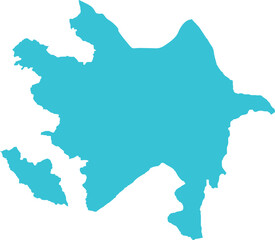 Obraz premium Azerbaijan MAP in Blue, Country Border, Azerbaijan Map, Border line of Azerbaijan, Geographic Map