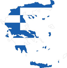 Greece Flag in Map, Greece Map with Flag, Nation Flag of Greece, Greece map