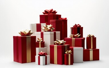 festive Christmas gifts, presents boxes in a row 3d

