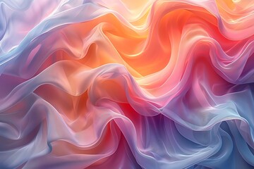 Obraz premium Abstract fabric waves in soft pastel colors creating a serene effect.