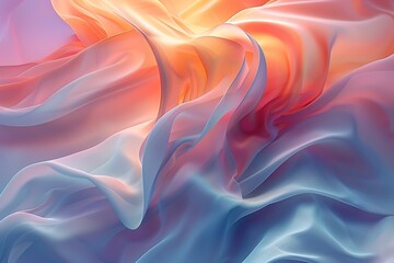 Obraz premium Abstract flowing fabric in soft hues of orange and blue.