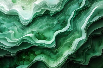 Obraz premium Abstract green waves create a fluid, organic texture.