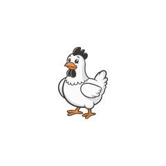 A cute cartoon of hen vector illustration, cute cartoon rooster, Chicken Cartoon Rooster Character, hen cartoon, Chicken Cartoon logo type editable file