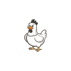 Naklejka premium A cute cartoon of hen vector illustration, cute cartoon rooster, Chicken Cartoon Rooster Character, hen cartoon, Chicken Cartoon logo type editable file