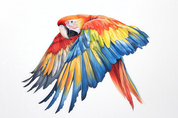 Obraz premium Vibrant Scarlet Macaw in Flight
