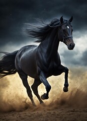 Fototapeta premium horse running in the field