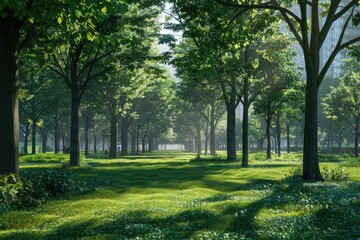 Obraz premium Nice green forest landscape in the city